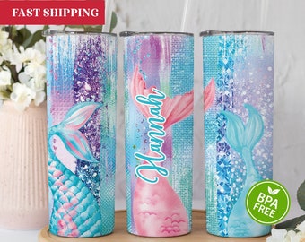 Personalized Mermaid Tumbler, Mermaid Gifts For Girls, Mermaid Gifts For Women, Mermaid Tumbler With Straw, Mermaid Cup, Mermaid Tail Cup