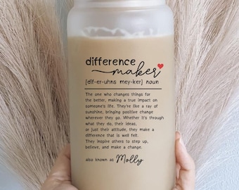 Difference Maker Glass Tumbler, Difference Maker Iced Coffee Cup, Difference Maker Glass Can with Lid and Straw (HC-SHDFMKR5)
