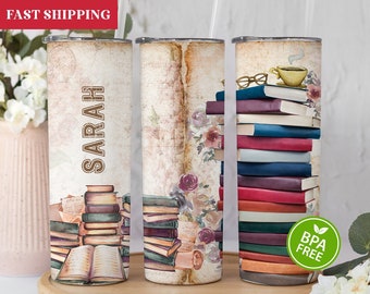 Personalized Book Lover Tumbler, Book Lover Gifts