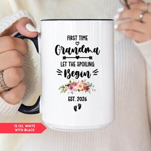 Taza para abuela primeriza, regalo para el Día de la Madre (HC-GRNM01) 15 oz. White/Black