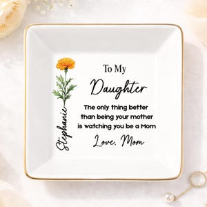 Daughter Gift From Mom, Daughter Ring Dish Tray, Custom Name Jewelry Dish for Daughter, Mother Daughter Gift (HC-EHGKWO77)