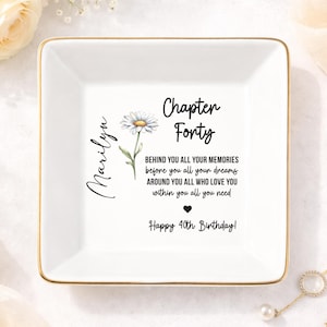 40th Birthday Gifts For Women, Personalized 40th Birthday Jewelry Tray, Forty Birthday Ring Dish, 40th Birthday Gift for Her (HC-EHGS0030)