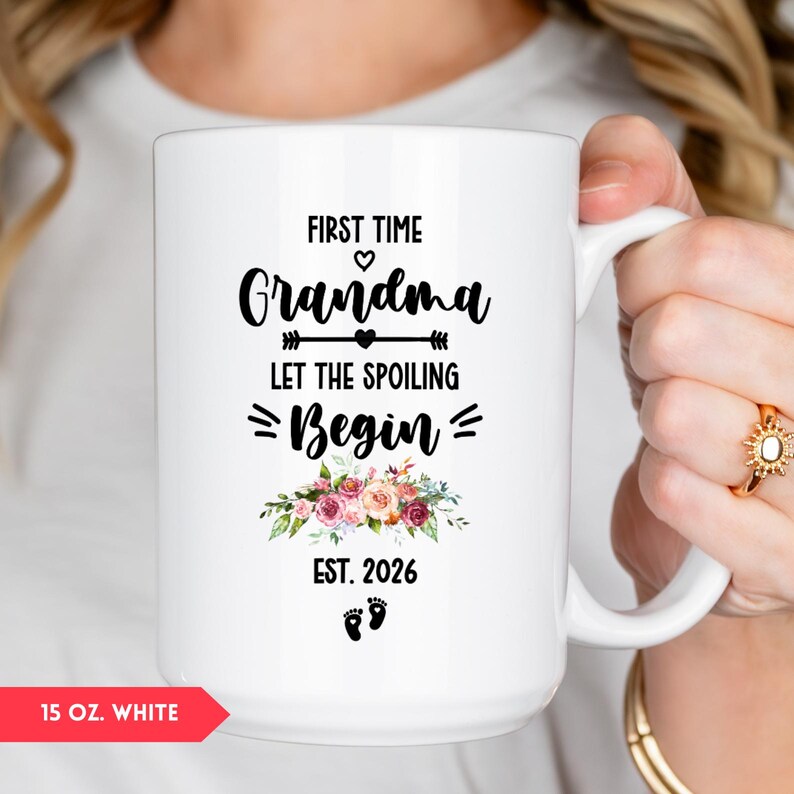 Taza para abuela primeriza, regalo para el Día de la Madre (HC-GRNM01) 15 oz. White