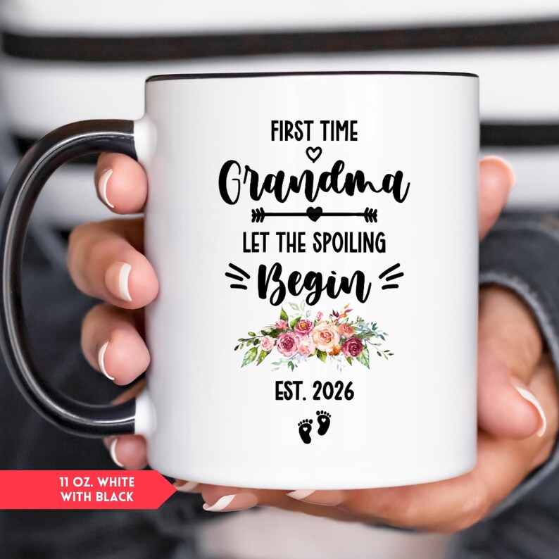 Taza para abuela primeriza, regalo para el Día de la Madre (HC-GRNM01) 11 oz. White/Black