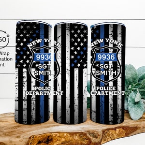 Personalized Police Officer Tumbler, Police Officer Christmas Gifts, Police Badge Gifts, Thin Blue Line Tumbler, Police Department Tumbler image 4