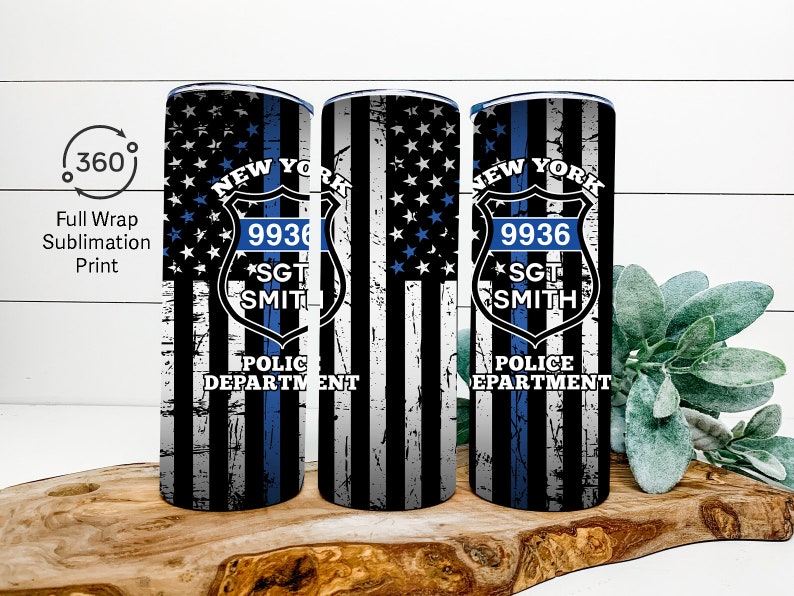 Personalized Police Officer Tumbler, Police Officer Christmas Gifts, Police Badge Gifts, Thin Blue Line Tumbler, Police Department Tumbler image 4