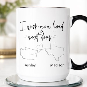 Personalized Long Distance Friendship Mug, Custom State Friends Coffee Mug, Long Distance Bestie Cup (HC-EHGKLWOI)