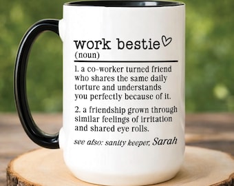 Work Bestie Coffee Mug, Work Bestie Gift, Work Bestie Recipient Coffee Cup, Gift For Bestie, Personalized Work Bestie Coffee Mug (HC-QWECX5)