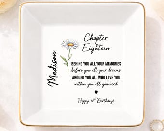 18th Birthday Gift For Her, Personalized 18 Birthday Ring Dish, 18th Birthday Gift Daughter Niece Sister (HC-EHCHW18)