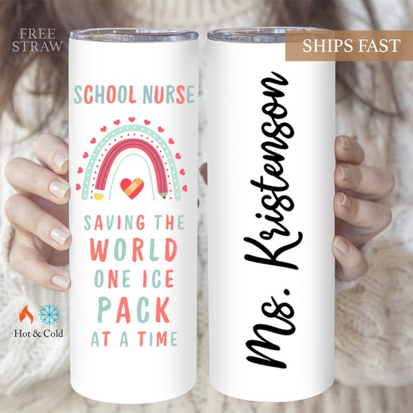 School Nurse Tumbler, Personalized School Nurse Tumbler, School Nurse Appreciation Gift, Custom School Nurse Name Tumbler, School Nurse Gift