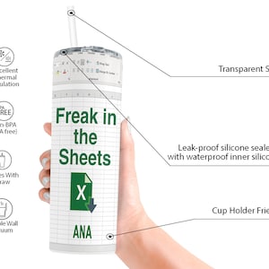 Freak in The Sheets Tumbler, Excel Cup, Excel Tumbler Freak In The Sheets, Excel Tumbler, Tax Accountant Gift, Excel Travel Cup image 2