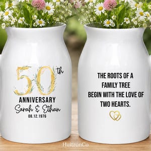 Golden Anniversary Gift, 50th Wedding Anniversary Gift, 50th Wedding Anniversary Ceramic Flower Vase  (HC-EHGKJ839)