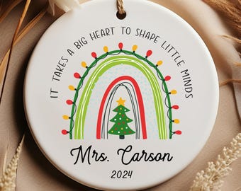 Teacher Name Christmas Ornament, Custom Teacher Christmas Gift, Personalized Teacher Christmas Keepsake with Name (HC-RUIH2)