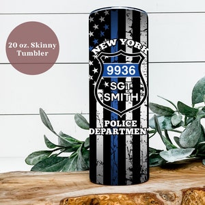 Personalized Police Officer Tumbler, Police Officer Christmas Gifts, Police Badge Gifts, Thin Blue Line Tumbler, Police Department Tumbler image 5