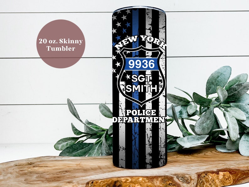 Personalized Police Officer Tumbler, Police Officer Christmas Gifts, Police Badge Gifts, Thin Blue Line Tumbler, Police Department Tumbler image 5