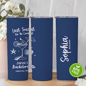 Last Toast On The Coast Bachelorette Tumbler, Bachelorette Gift, Bachelorette Cup, Bachelorette Tumbler Can with Lid and Straw (HC-MIFG8307)