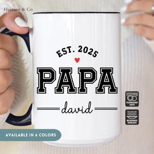 Papa Announcement Mug, Personalized Papa Mug, Father&#39;s Day Gift For Papa, New Papa Gift Mug, Custom Papa Name Est Mug (HC-POP90)