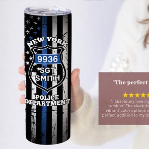 Personalized Police Officer Tumbler, Police Officer Christmas Gifts, Police Badge Gifts, Thin Blue Line Tumbler, Police Department Tumbler image 6