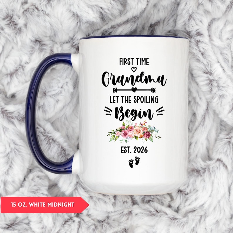 Taza para abuela primeriza, regalo para el Día de la Madre (HC-GRNM01) 15 oz. White/Midnight Blue