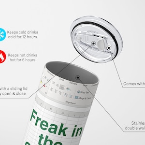 Freak in The Sheets Tumbler, Excel Cup, Excel Tumbler Freak In The Sheets, Excel Tumbler, Tax Accountant Gift, Excel Travel Cup image 3