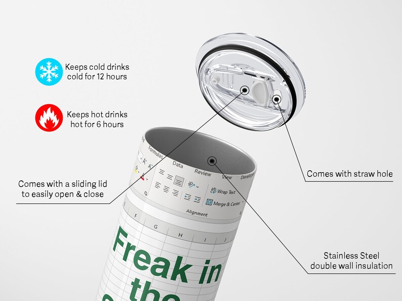 Freak in The Sheets Tumbler, Excel Cup, Excel Tumbler Freak In The Sheets, Excel Tumbler, Tax Accountant Gift, Excel Travel Cup image 3