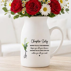 60th Birthday Gifts For Women, 60th Birthday Personalized Flower Vase, Chapter 60 Gift for Mom Grandma (HC-EH60XCD)
