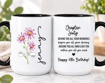 60th Birthday Gift for Women, Personalized 60th Birthday Mug, 60th Birthday Gifts for Sister (HC-DZK3434H-60)