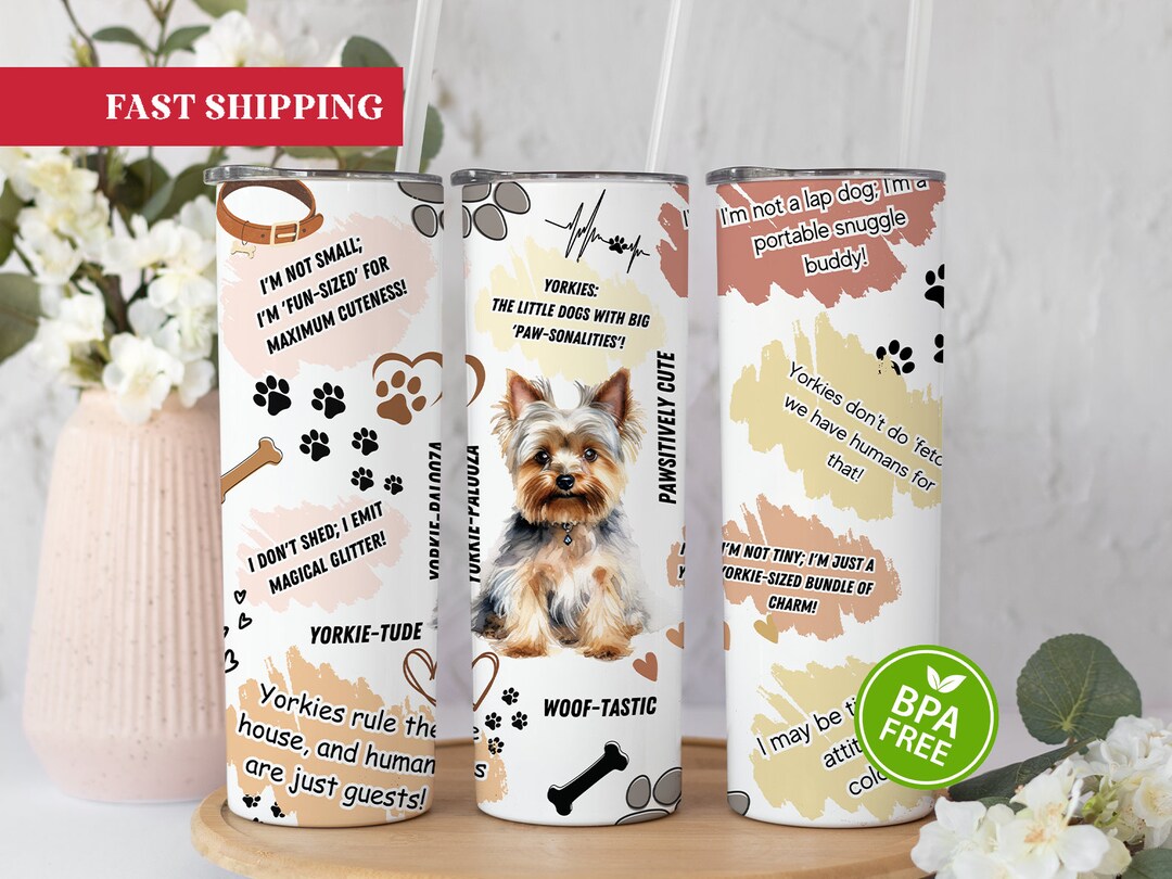 Yorkie Tumbler Personalized, Yorkie Gifts,yorkie Tumbler With Straw