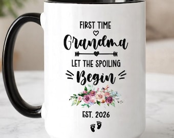 First Time Grandma Mug, Pregnancy Announcement Gift for Grandmother, Mother's Day Gift For Grandma (HC-GRNM01)