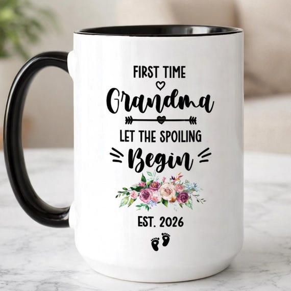 First Time Grandma Mug, Pregnancy Announcement Gift for Grandmother, Mother's Day Gift For Grandma (HC-GRNM01)