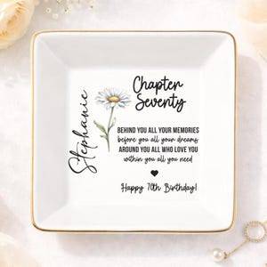70th birthday gifts for women, Seventy Birthday Ring Dish, Personalized 70th Birthday Jewelry Tray, Gift for 70th birthday woman (HC-EHG70S)