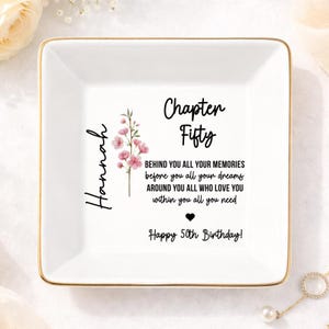 50th Birthday Gifts For Women, Personalized 50th Birthday Jewelry Tray, 1976 Birthday Gift, Fifty Birthday Gift For Her (HC-EHGS567) image 1