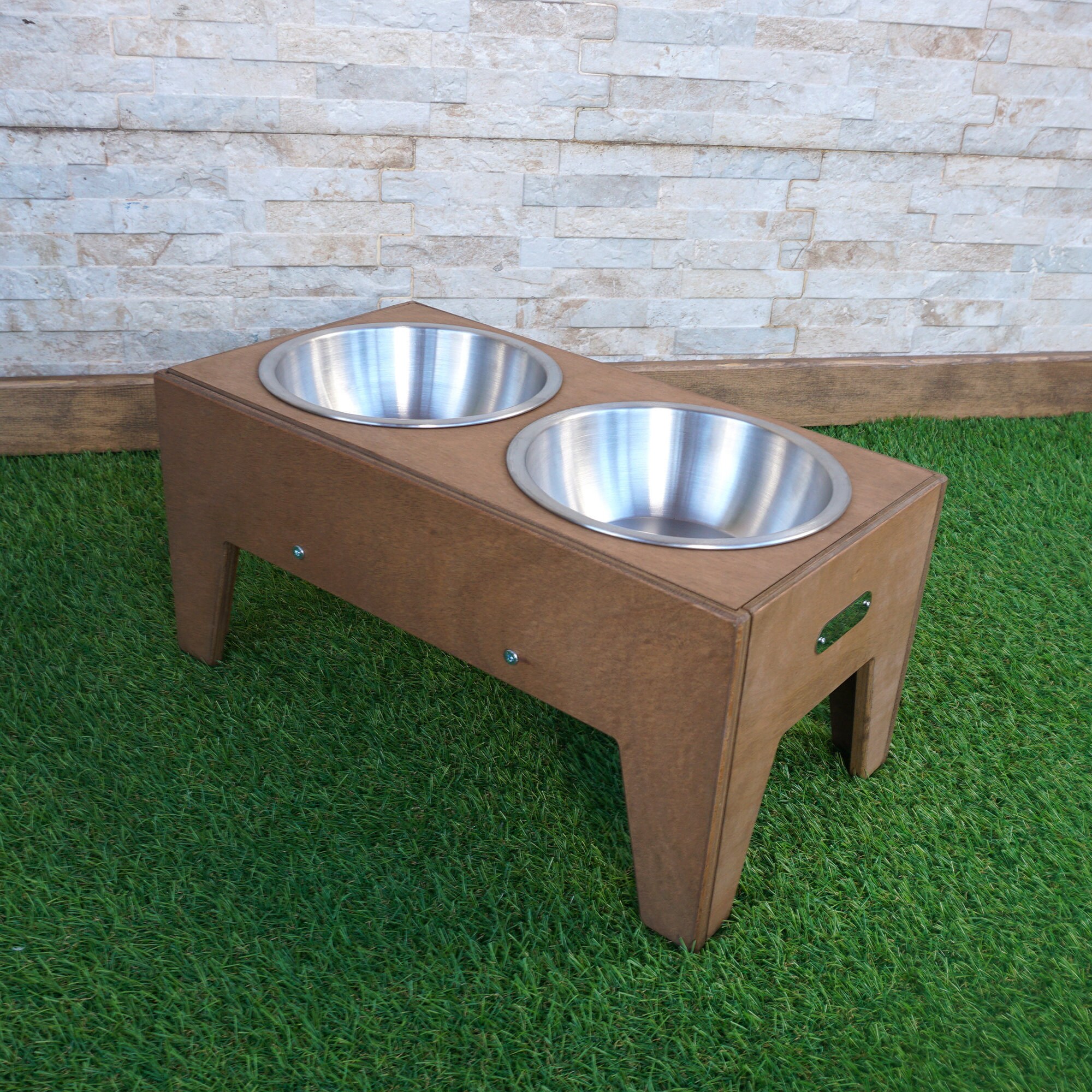 Double Dog Bowl Stand With Stainless Steel Bowls Double Pet Etsy