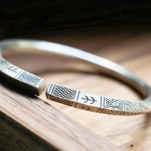 Viking Silver Bracelet Men,Dainty Unique Handmade Adjustable 999 Solid Pure Silver Cuff,Personalized Jewelry,Custom Gift For Him Father