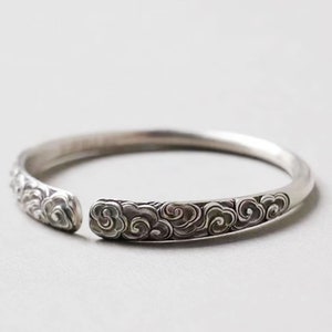 Silver Bracelet,Unisex Boho Oxydic 999 Solid Pure Silver Cuff,Personalized Jewelry,Custom Gift For Her/Him/Husband,Birthday Anniversary Gift
