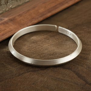 Smooth Pure Silver Bracelet,Unisex Handmade Minimalist 999 Solid Silver Cuff,Personalized Custom Gift For Her/Mom/Him/Husband,Birthday Gift