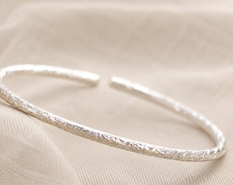 Slender Textured Stackable Bracelet Women|999 Pure Silver Cuff|Handmade Thin Silver Bangle|Gift For Her/Bestie|Minimalist Everyday Jewelry
