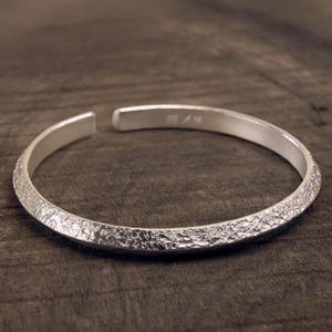 Textured Pure Silver Bracelet,Unisex Handmade Hammer 999 Solid Silver Cuff,Personalized Custom Gift For Her/Him,Birthday/Anniversary Gift