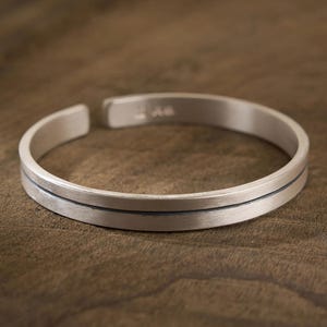 Smooth Pure Silver Bracelet Men,Handmade Minimalism 999 Solid Silver Cuff,Personalized Jewelry,Custom Gift For Him,Birthday Anniversary Gift
