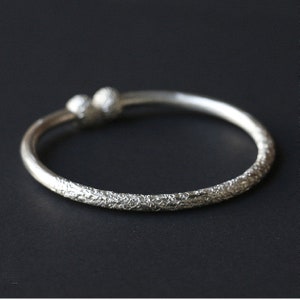Textured Pure Silver Bracelet,Unisex Handmade 999 Solid Silver Bangle Cuff,Personalized Custom Gift For Her/Him,Birthday/Anniversary Gift