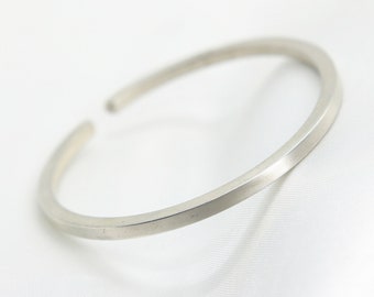 Smooth Square Edag Matt Bracelet|999 Pure Silver Cuff|Minimalist Thin Silver Bangle|Personalized Gift For Her|Birthday Gift|Custom Engraving