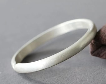 Smooth Matt Half Round Bracelet Unisex|999 Pure Silver Minimalist Bangle|Rustic Handmade Cuff|Personalized Gift For Him/Her|Custom Engraving