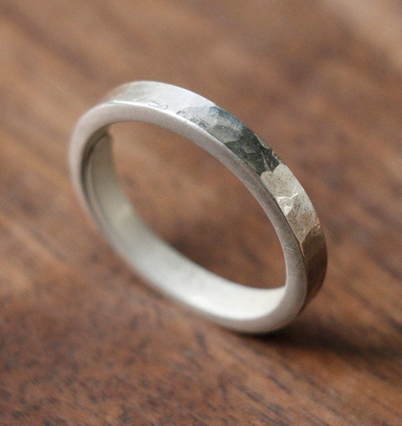 Hammered 999 Solid Silver Band Ring: Unisex Retro Style - Etsy