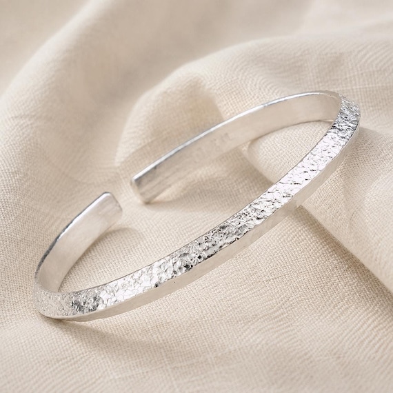 Triangle Textured Bracelet|999 Pure Silver Bangle|minimalist