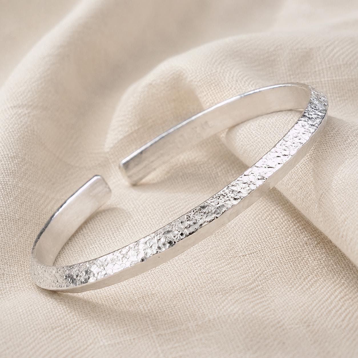 Triangle Textured Bracelet|999 Pure Silver Bangle|minimalist