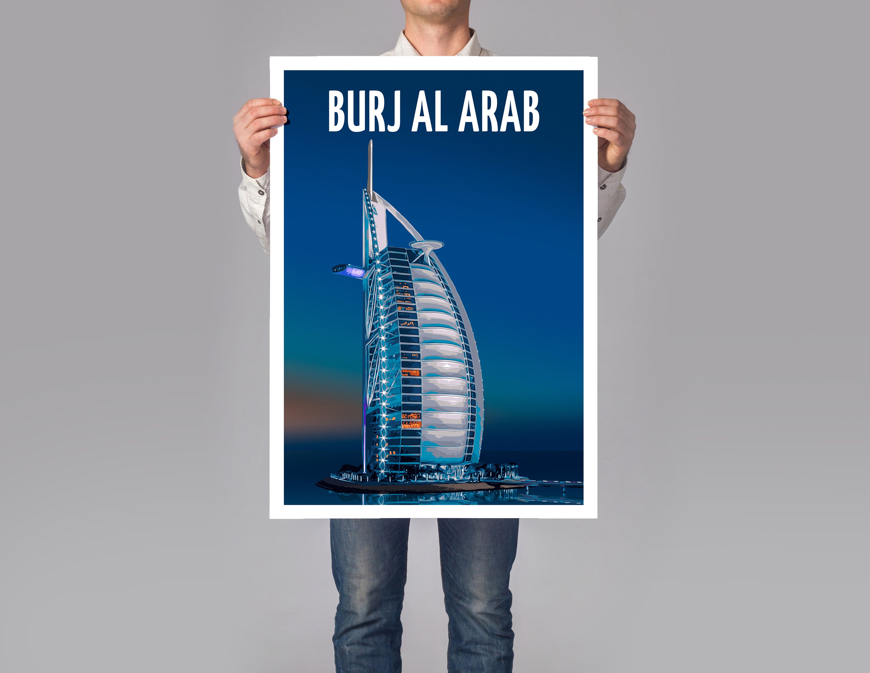 Burj Al Arab Travel Poster Dubai Print Etsy