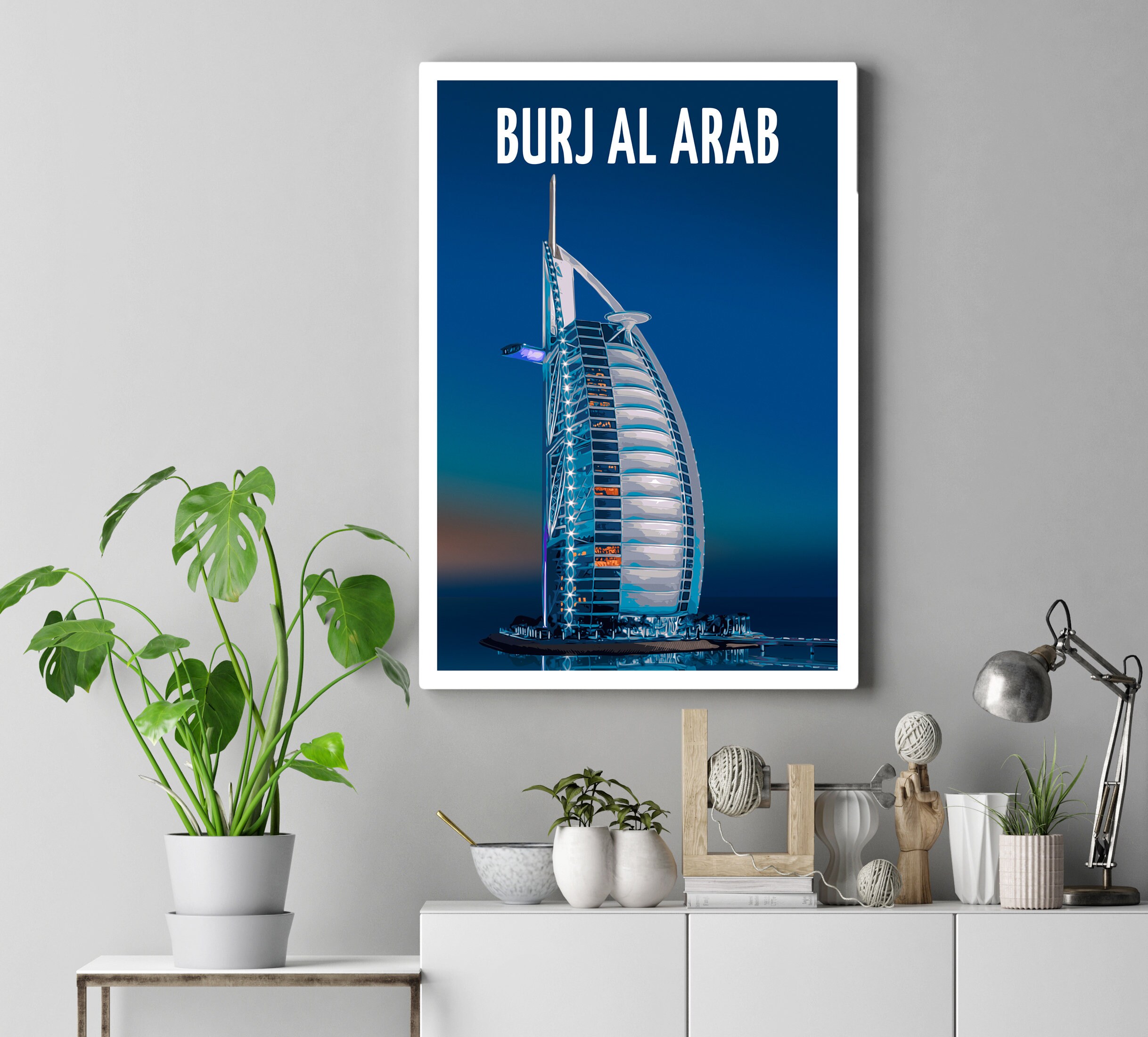 Burj Al Arab Travel Poster Dubai Print Etsy