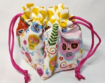 Dice & Hobby Bag - Day of the Dead White and Yellow