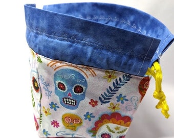 Dice & Hobby Bag - Day of the Dead White and Blue