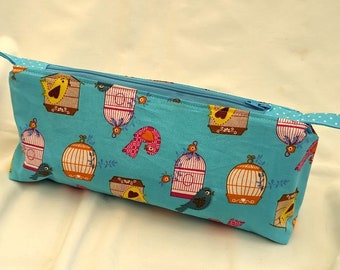 Pencil Case - Bird Cage in Teal